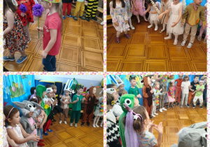 dzieci podaja sobie kwiaty w rytmie melodii