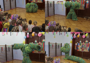 dzieci oglądają tańczącą rurę