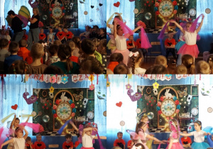 dzieci ogladają tańczące motyle