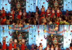 dzieci oglądają śpiewające i tańczące karty