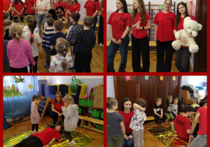 ekipa ratownicza uczy dzieci udzielać pierwszej pomocy