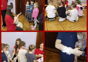 dzieci uczą się opatrywać rany