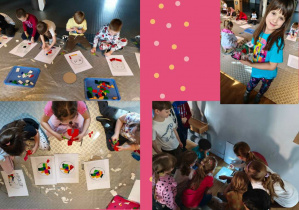 dzieci tworzą kolorowe witraże okienne