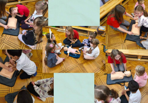 dzieci uczą sie jak udzielać pierwszej pomocy