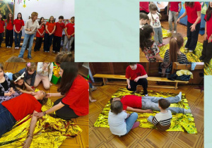 młodzież z liceum szkoli przedszkolaki