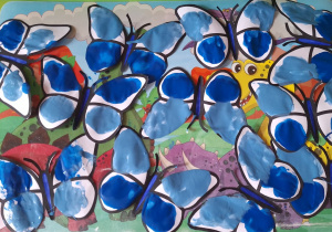 prace dzieci - niebieskie motyle