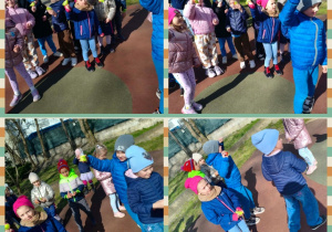 dzieci z odnalezionymi czekoladowymi niespodziankami