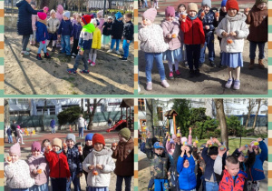 dzieci w ogrodzie po odnalezieniu jajek