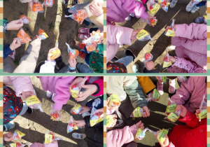 dzieci i odnalezione jajka niespodzianki