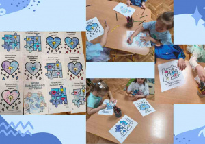 dzieci wykonują niebieskie prace