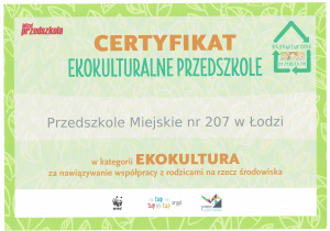 certyfikat - ekokultura - edycja 2020/2021