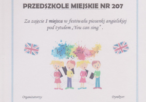 dyplom - festiwal piosenki angielskiej - styczeń 2021