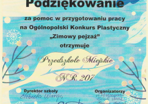 podziękowanie - zimowy pejzaż - marzec 2021