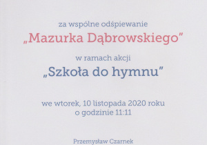 szkoła do hymnu - listopad 2020