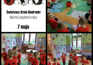 dzieci bawią się tańcząc i śpiewając o biedronkach