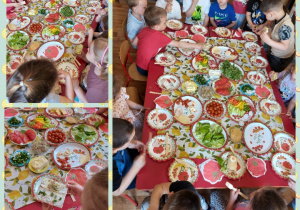 dzieci wykonują i jedzą zdrowe kanapki