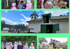 dzieci zwiedzają stajnię i poznają piękne konie