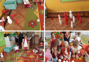 dzieci rozgrywają turniej gry w kręgle