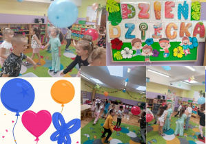 dzieci bawią się balonami