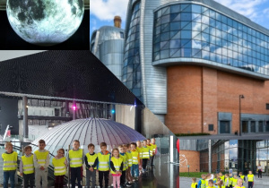 dzieci w drodze do planetarium