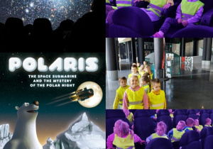 dzieci w planetarium pod kopułą sferyczną