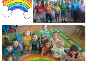 dzieci i ich tęcze - z baloników i kolorowych karteczek