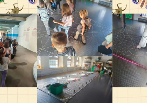 dzieci zwiedzają muzeum i wykonują kolejne zadania
