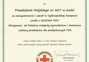 PCK - walka z głodem - październik 2017