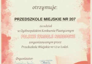 dyplom - Polskie Symbole Narodowe - listopad 2022